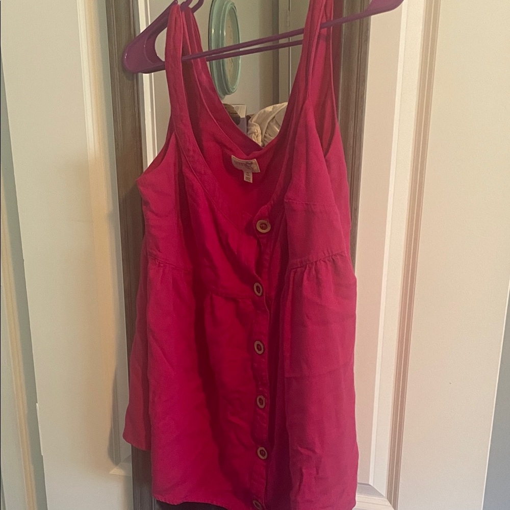 Terra & Sky Fuchsia Button-Front Blouse